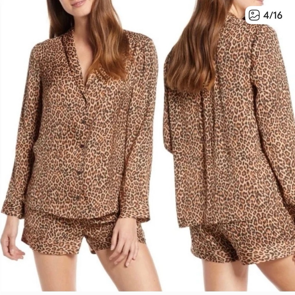 Something Navy Brown Leopard Women's Pajama Set